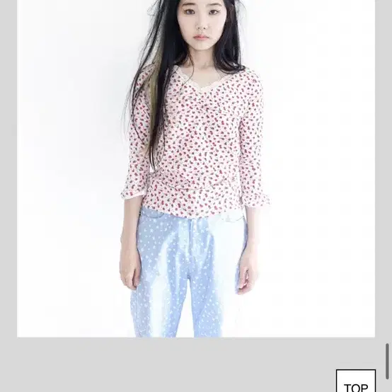 샵페어리little strawberry lace top (ivory)