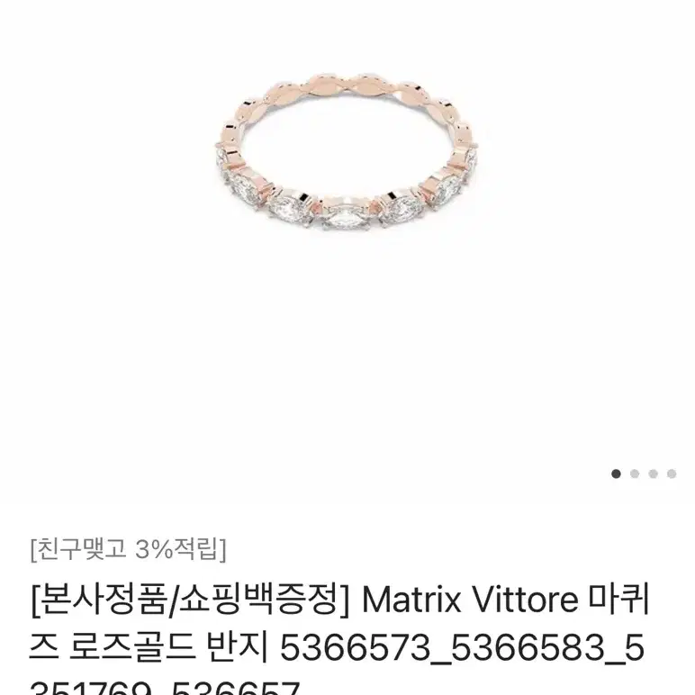 스와로브스키 Matrix Vittore 마키즈 로즈골드 반지 55호