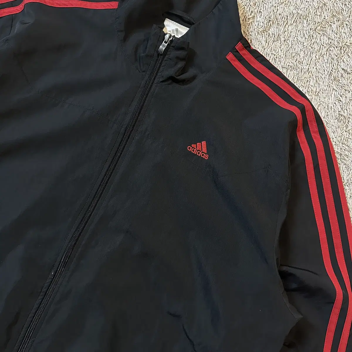 [XL] 아디다스 ADIDAS 삼각로고 사이드라인 검빨 바람막이 자켓