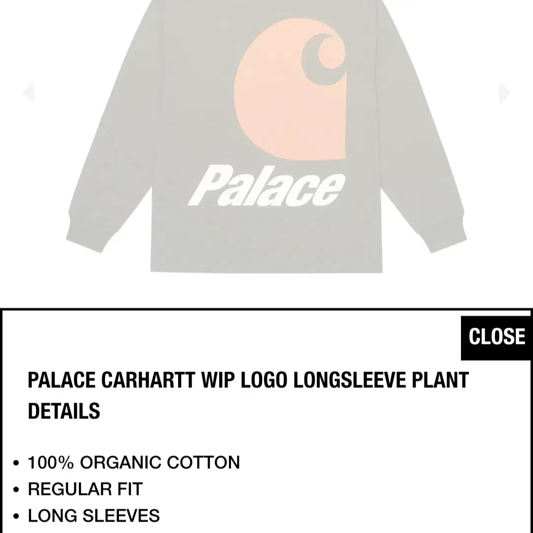 PALACE 팔라스 칼하트 롱슬리브 PLANT