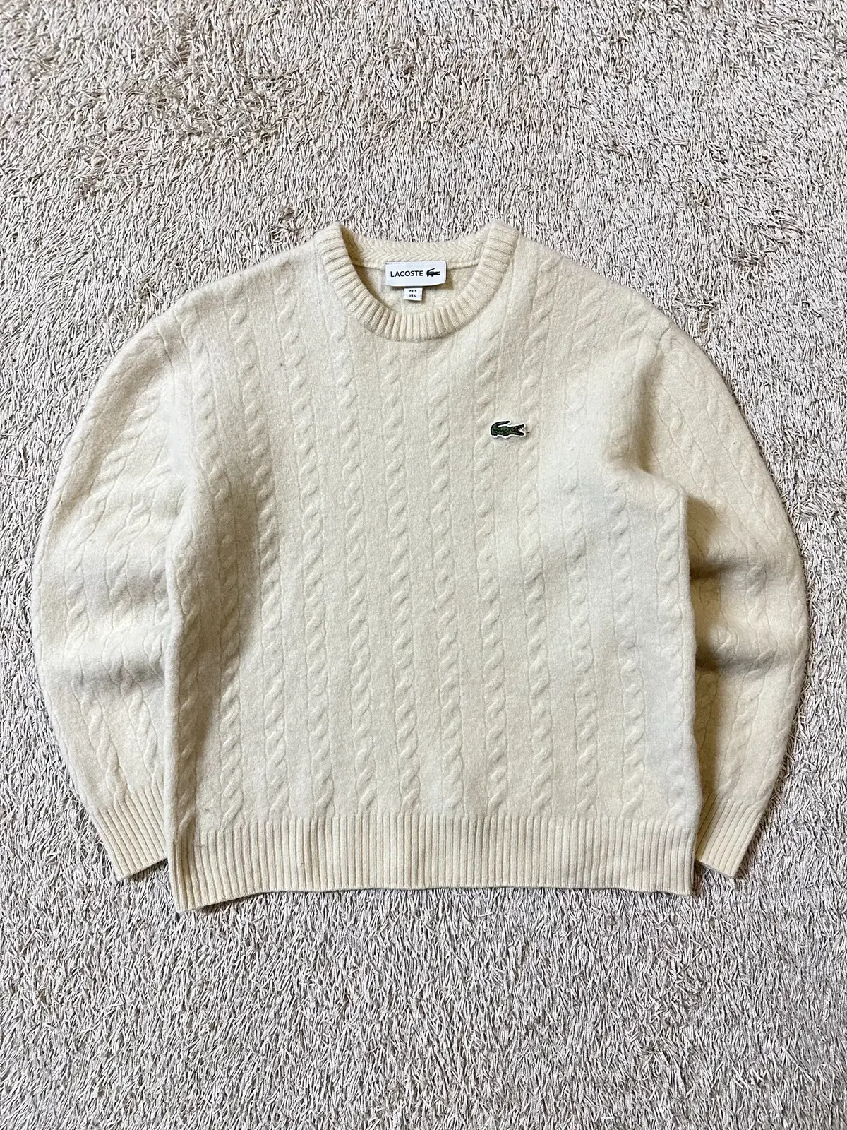 [Women's LACOSTE LACOSTE Anti-wool cable pullover knit cream