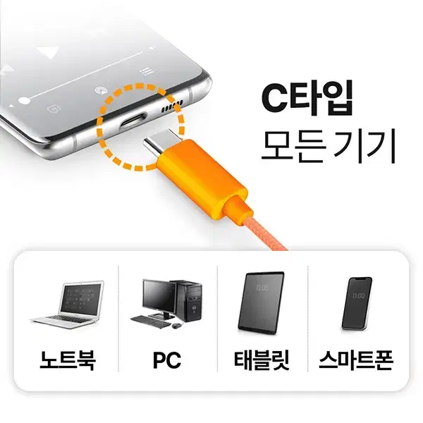 청력보호 85dB C타입 어학용 붐마이크 헤드셋 오렌지