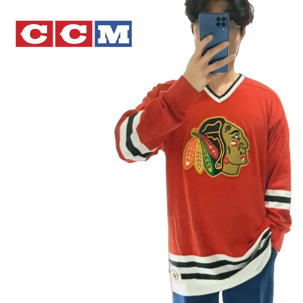 (CS413)L CCM Chicago Blackhawks 니트저지knit