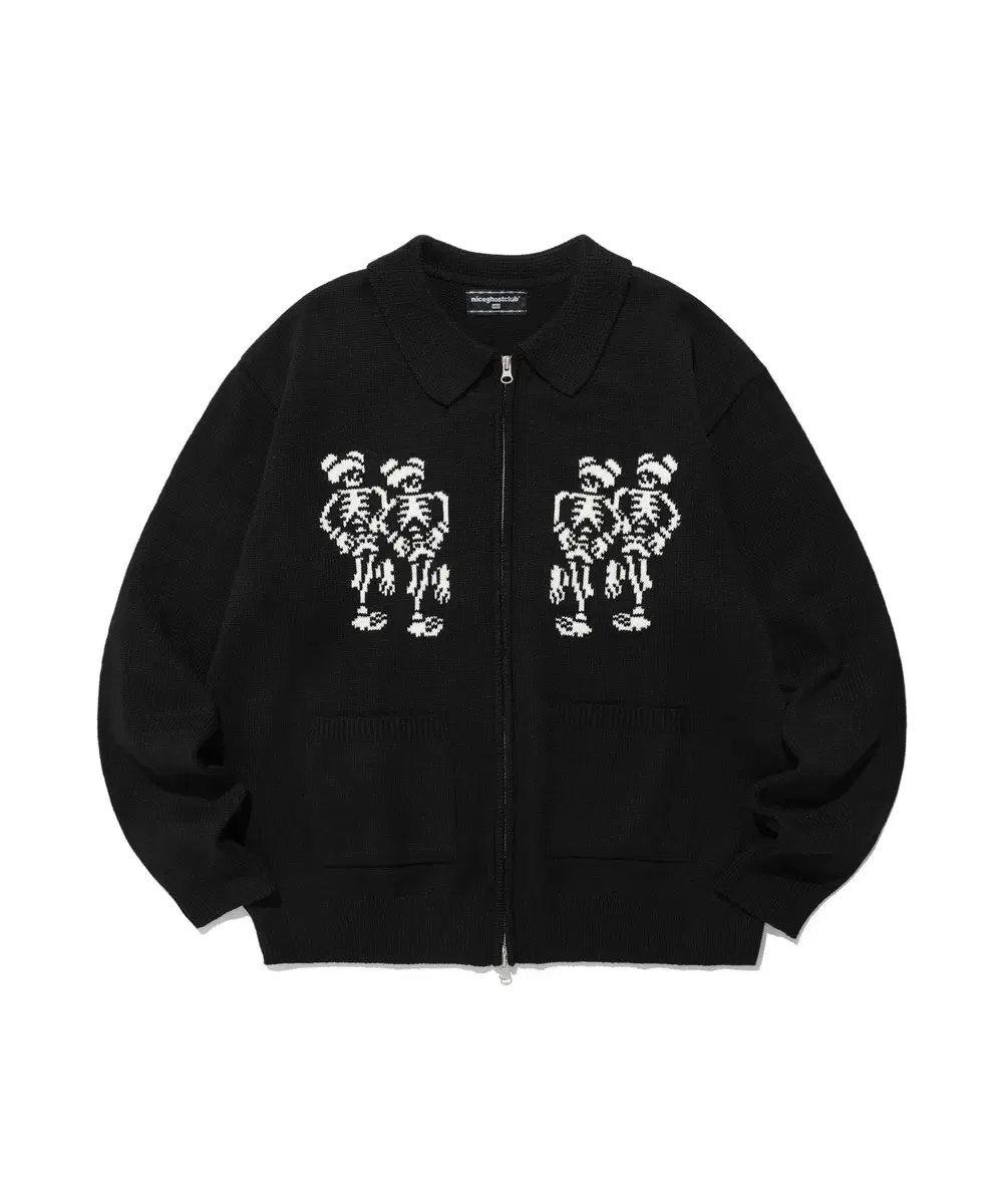 나이스고스트클럽 DANCING SKELETONS ZIP POLO KNIT