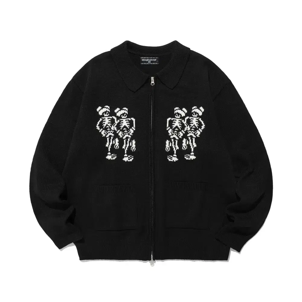 나이스고스트클럽 DANCING SKELETONS ZIP POLO KNIT