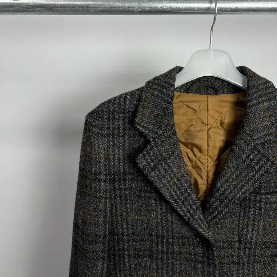 FREAK'S STORE x HARRIS TWEED 체크 롱 울 코트