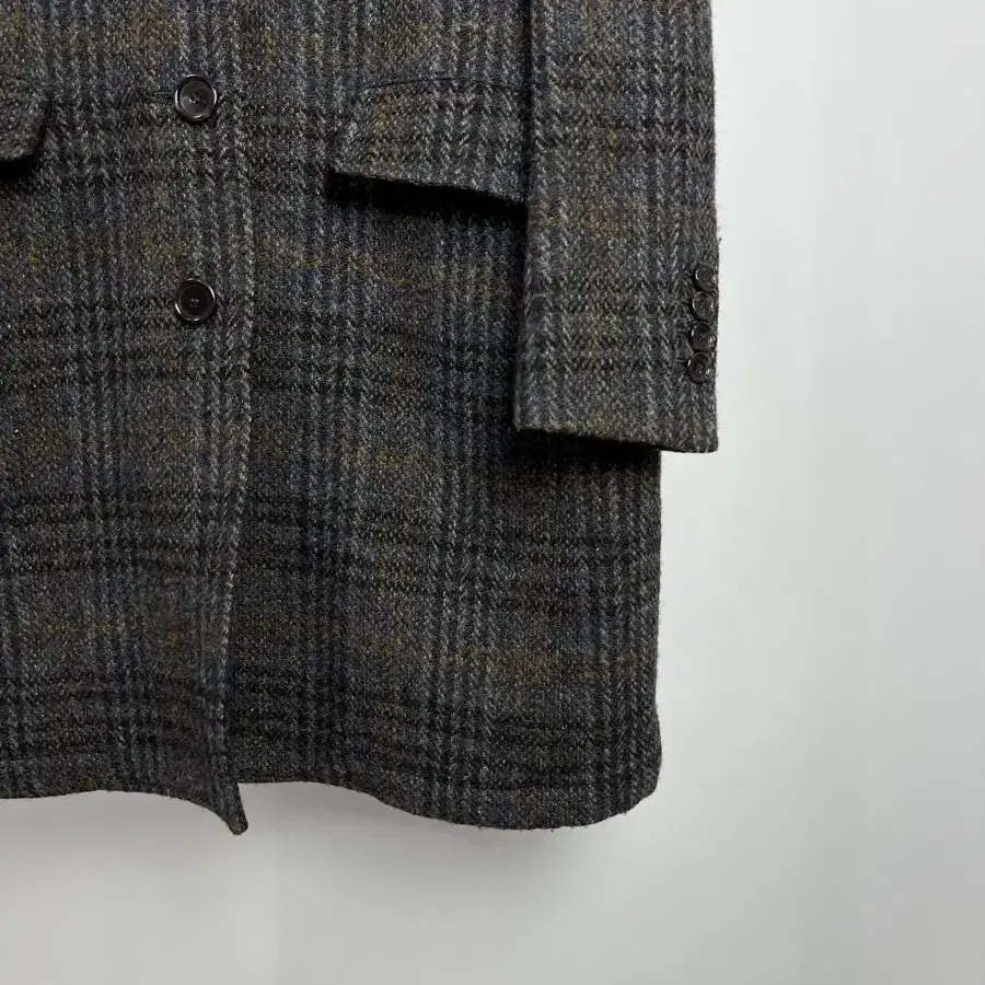 FREAK'S STORE x HARRIS TWEED 체크 롱 울 코트