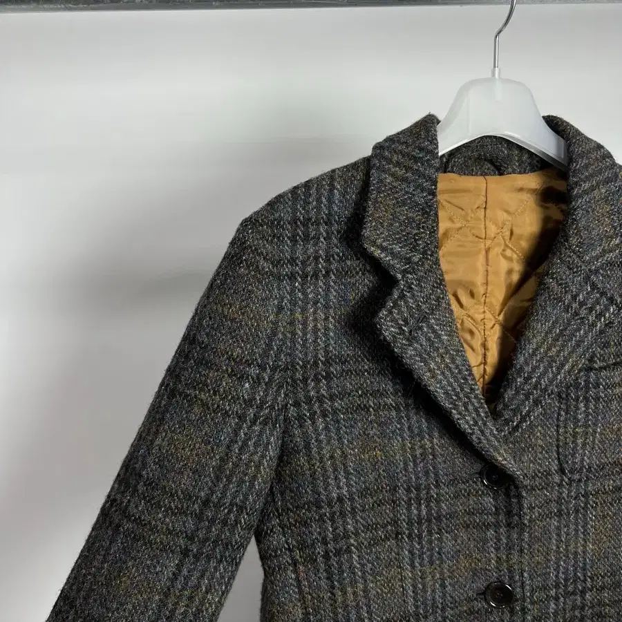 FREAK'S STORE x HARRIS TWEED 체크 롱 울 코트