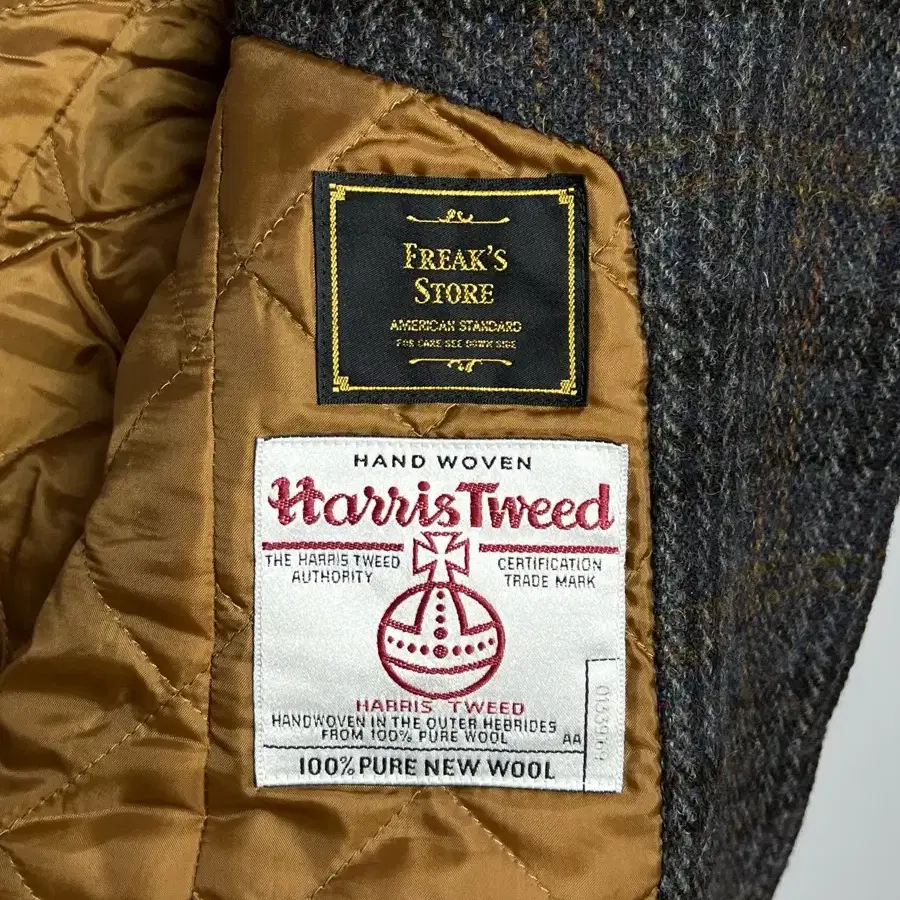 FREAK'S STORE x HARRIS TWEED 체크 롱 울 코트