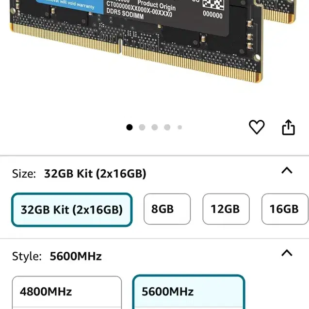 Crucial 노트북 램 ddr5 16gb x2 (32gb)