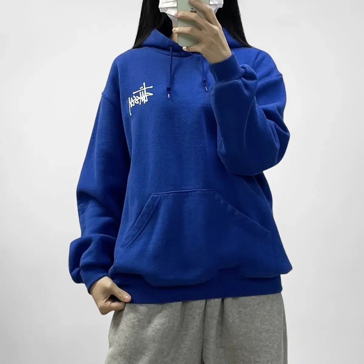 스투시 Stussy USA 90s S링크 후드티 블루