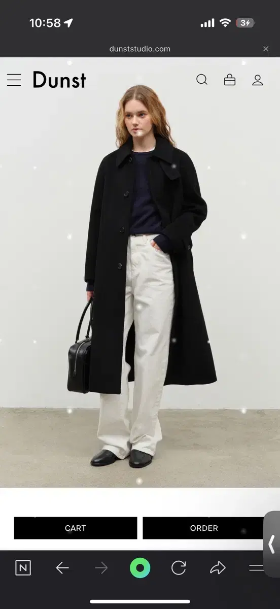 던스트 코트 UNISEX BELTED WOOL MAC COAT BLACK