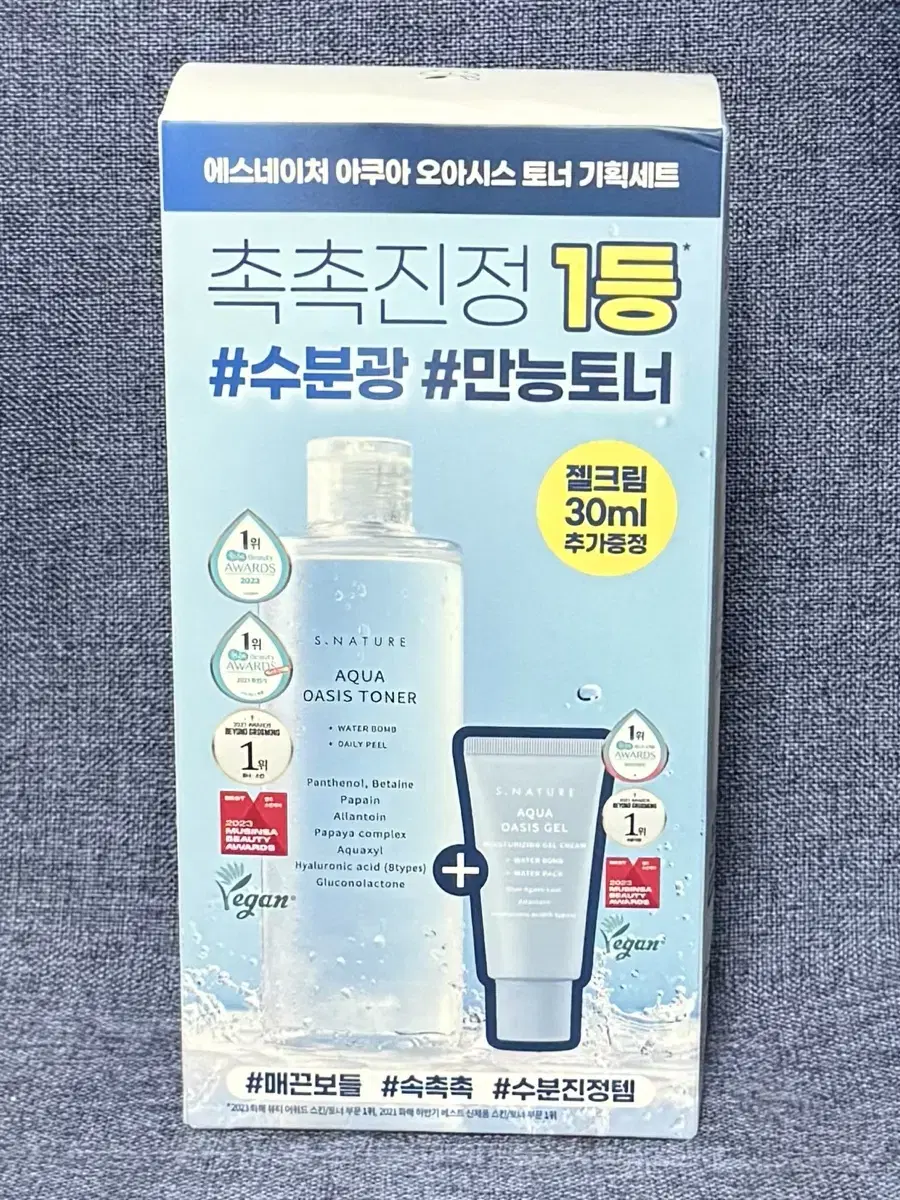 에스네이처 아쿠아 오아시스 토너 300ml+수분 젤크림 30ml