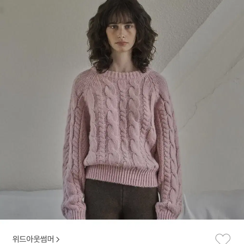 위드아웃썸머 로빈 케이블 니트 핑크 robin cable knit