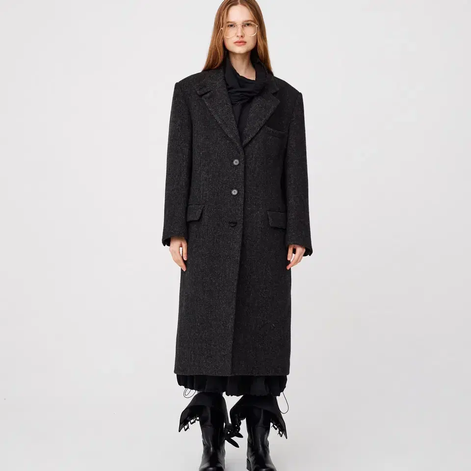 MOONSUN 문선 2-Way Collar Button Long Coat