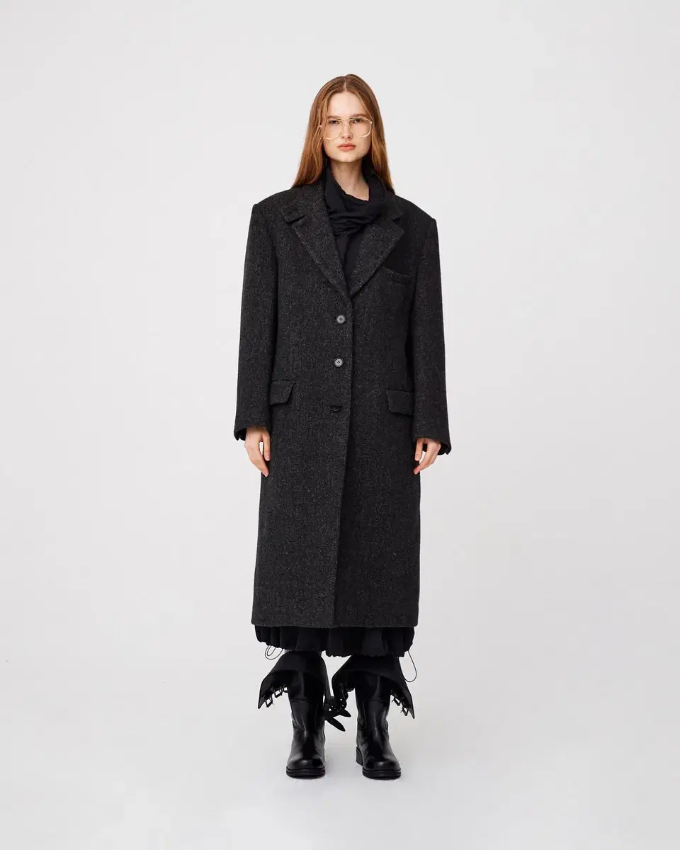 MOONSUN 문선 2-Way Collar Button Long Coat