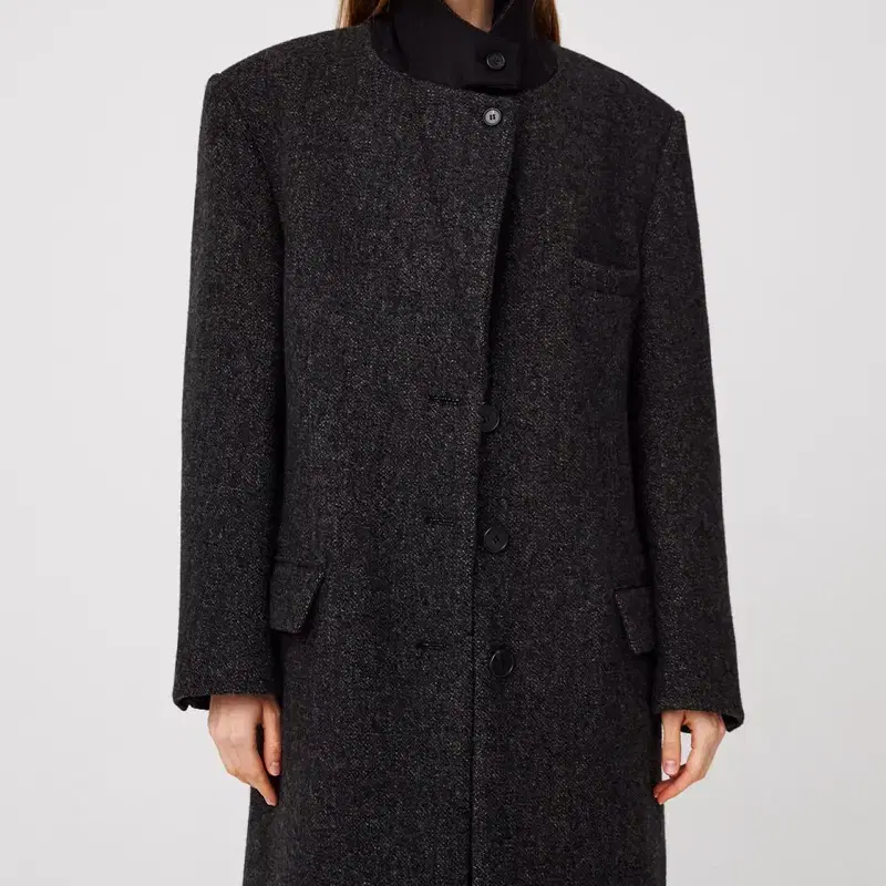 MOONSUN 문선 2-Way Collar Button Long Coat