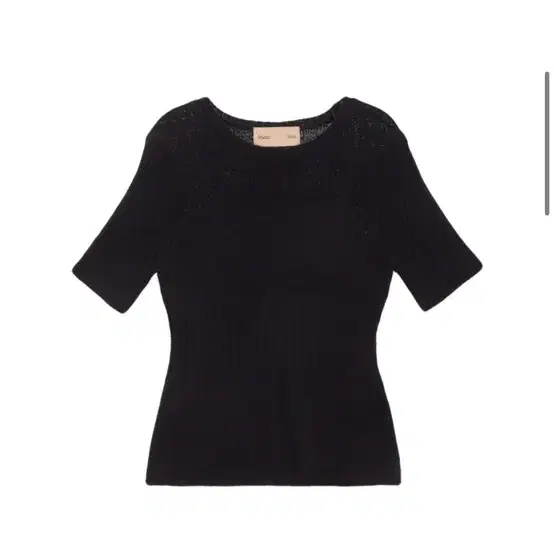 마뗑킴 TEXTURE BLOCK SLIM KNIT TOP IN BLACK