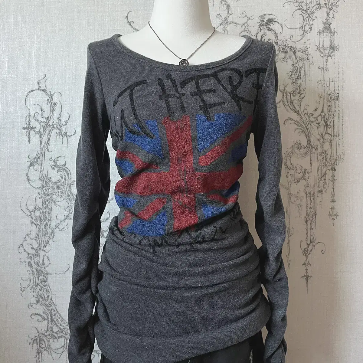 union jack shirring long sleeve