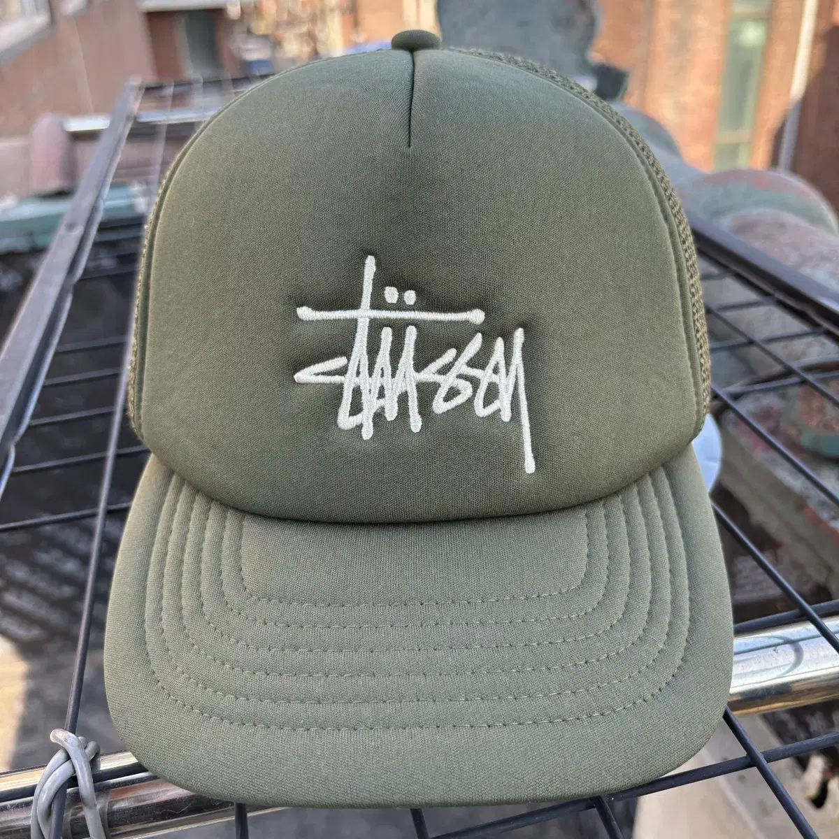 Stussy 스투시 베이직 트러커 카키 메쉬캡