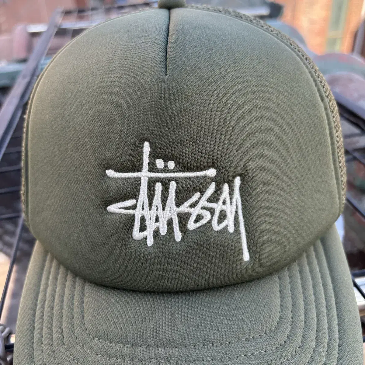 Stussy 스투시 베이직 트러커 카키 메쉬캡