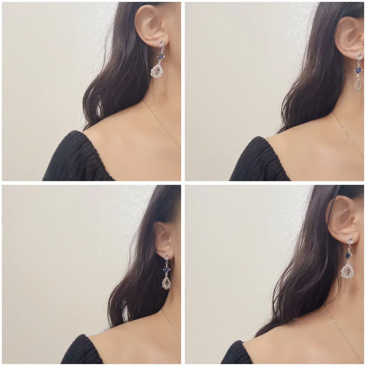 핸드메이드/새상품) EAR WEAR 딥블루 미러 귀걸이/귀찌