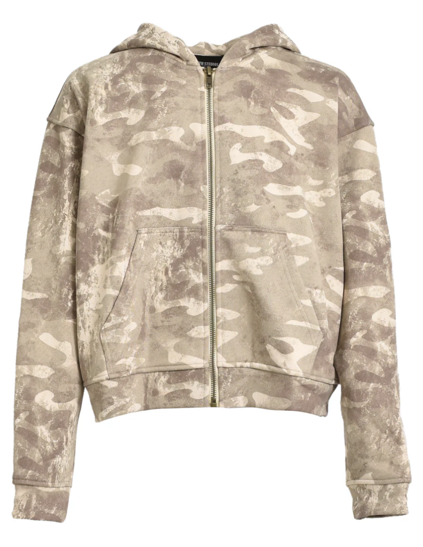 CAMO MONOGRAM ZIP UP HOODIE/BRW