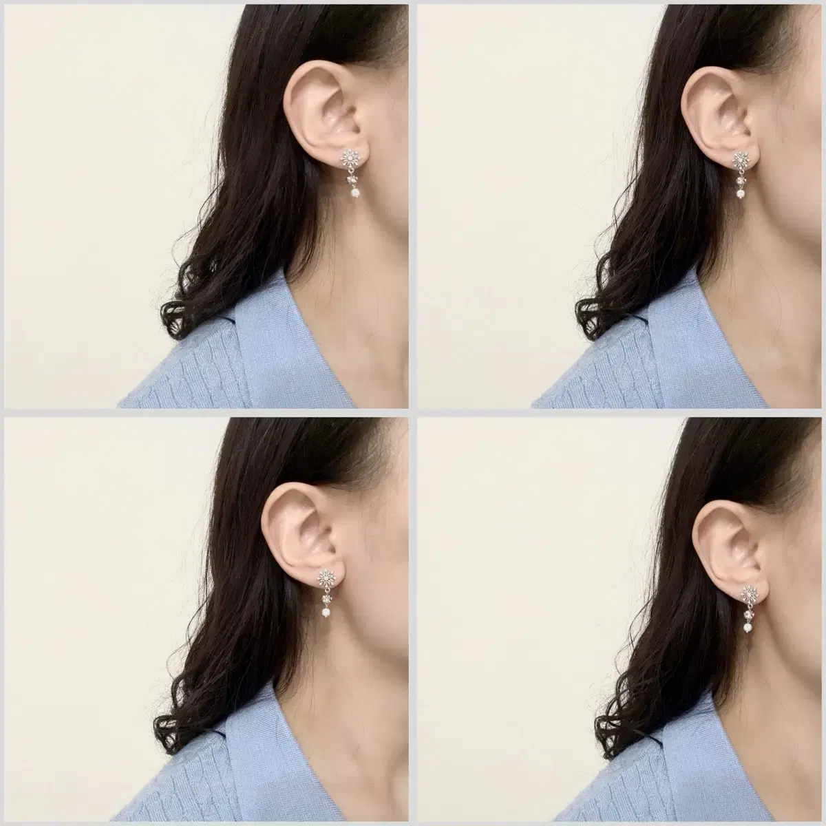 핸드메이드/새상품) EAR WEAR 스와로브스키 스노우 귀걸이/귀찌