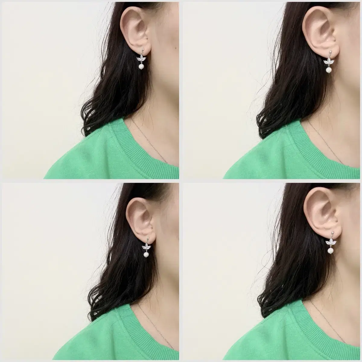 핸드메이드/새상품) EAR WEAR 새싹진주 귀걸이/귀찌 (골드/실버