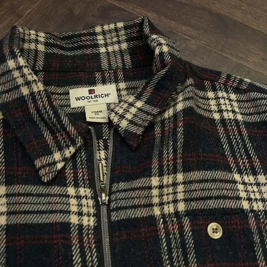 Woolrich 울리치 빈티지 울혼방 체크집업 셔츠자켓 블루종