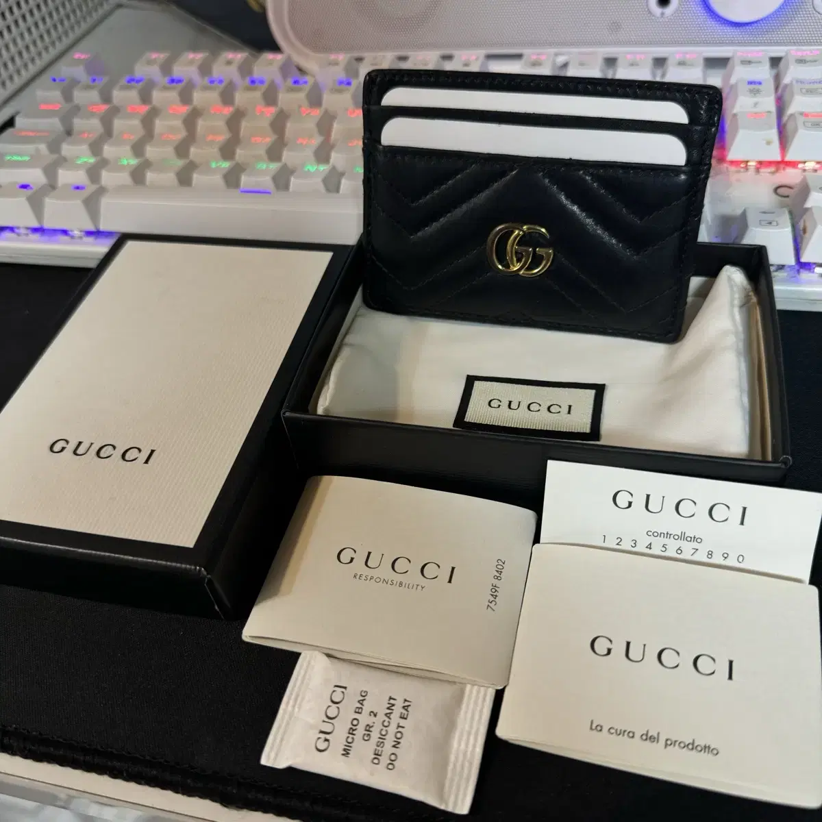 [One size] Gucci GG Keum Marmont Kard Wallet Black