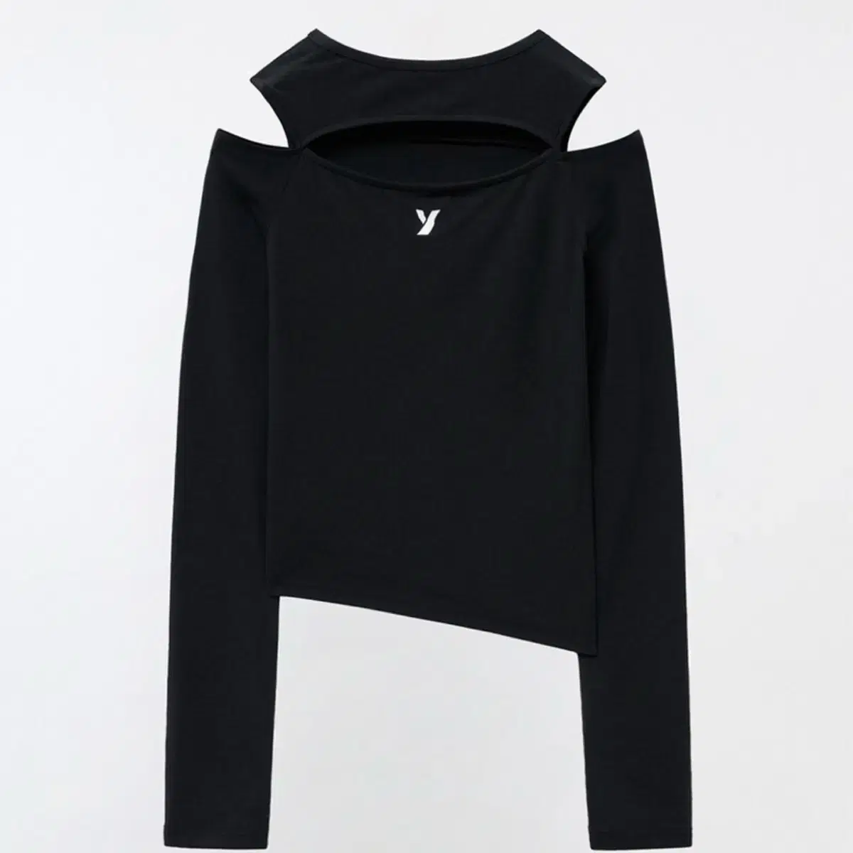 유즈 CUT OUT UNBALANCE SLIM LONG SLEEVE T