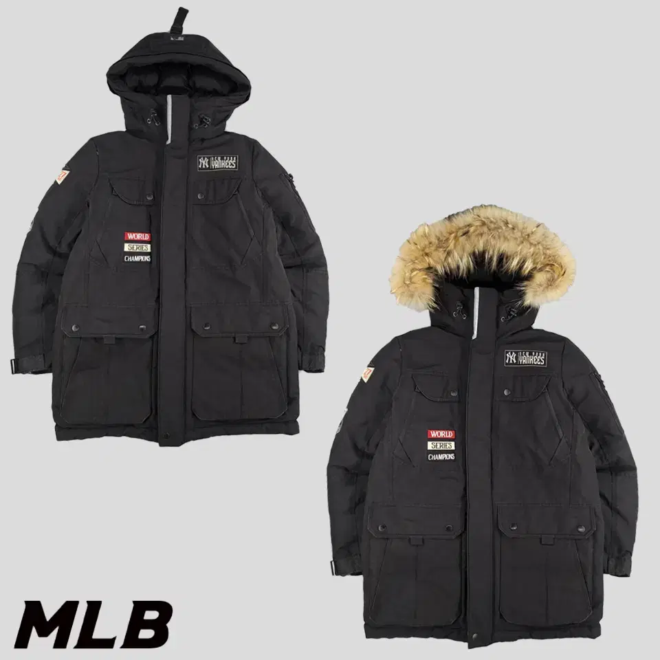 MLB M LB Black New York Yankees Scotch Reflective Lining Heathered Raccoon Fur