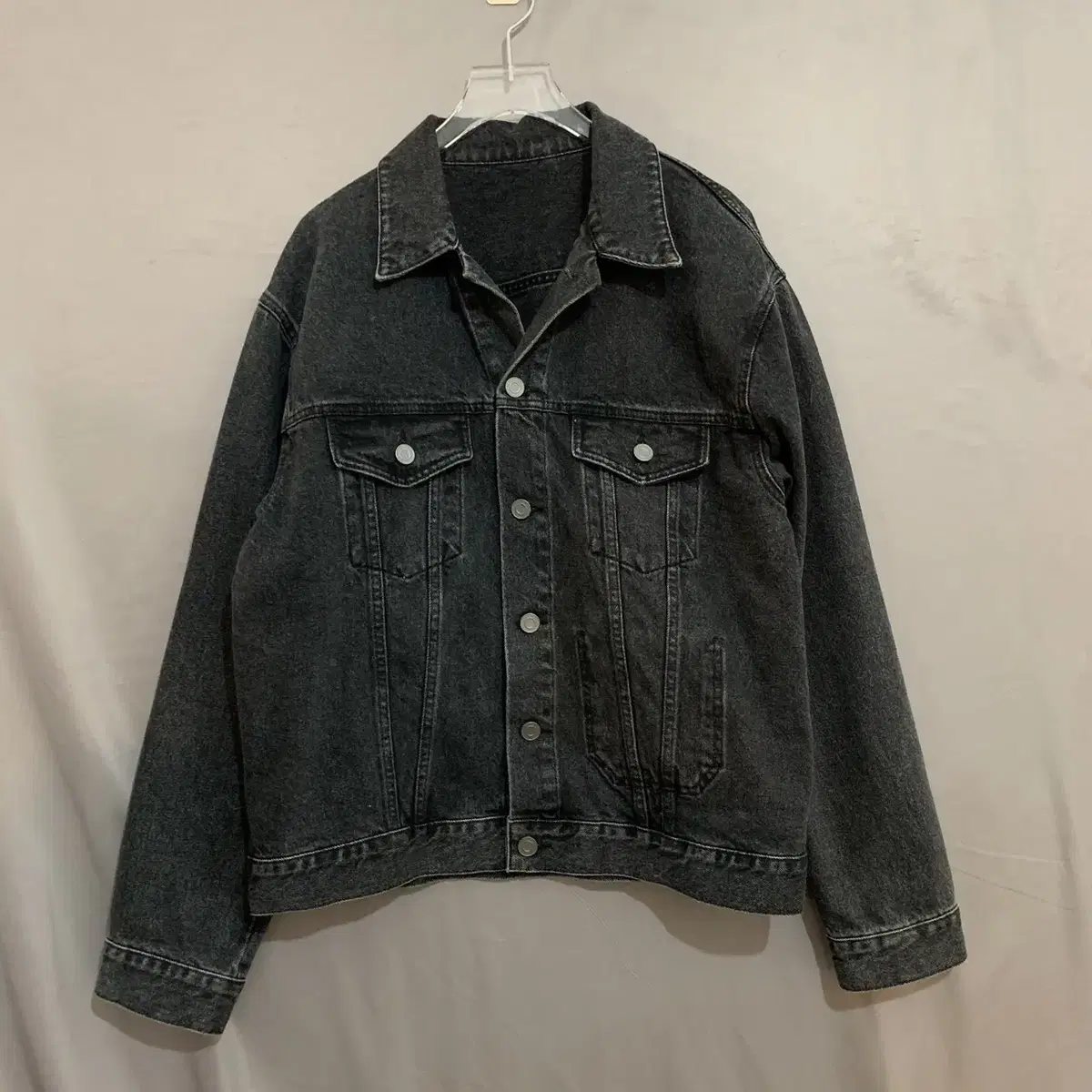 L Instant Denim Black Blue Wash Denim Jeans Jacket