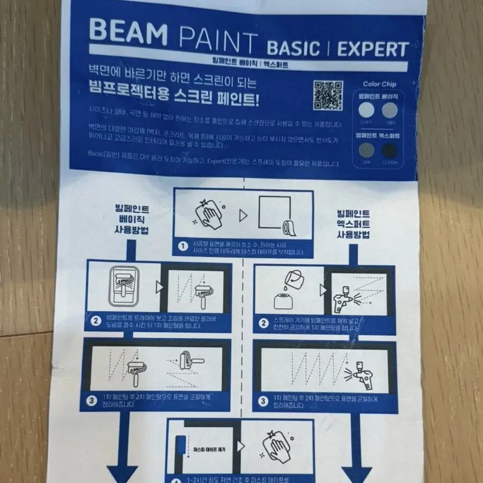 (새상품) 빔 페인트 600g, 대형 페인트 롤러 세트