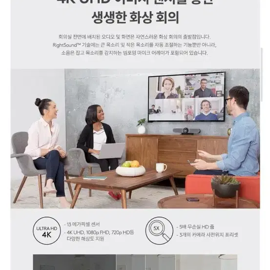 로지텍 MEETUP 울트라 HD 4K 고성능 화상 캠 스피커