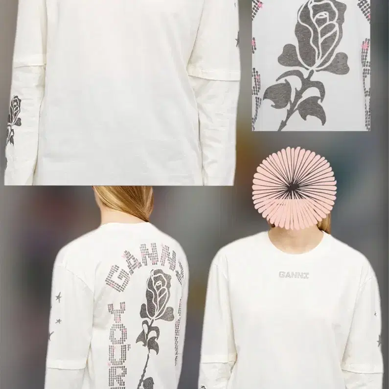 23SS Ganni White Long Sleeve T-Shirt