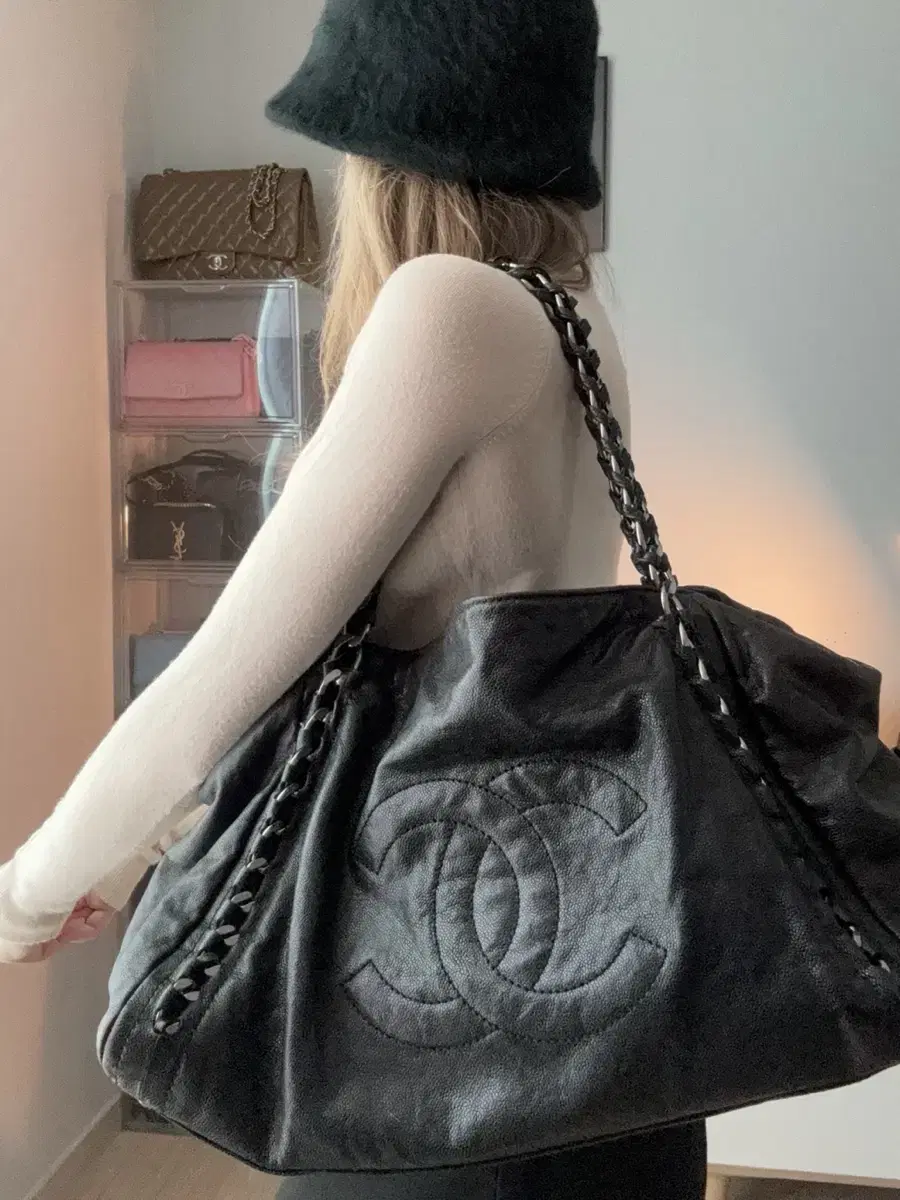 샤넬 체인백 블랙 Sac Cabas Chanel Cuir Noir