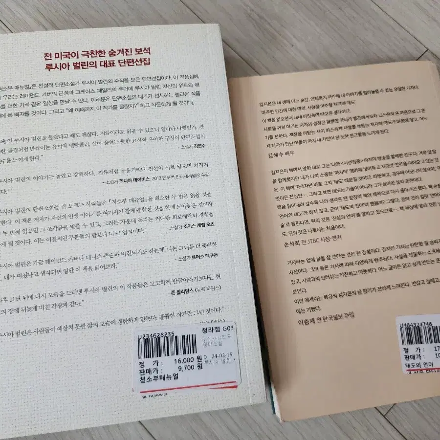 달콤한픽션, 멜라닌,계절은짧고 기억은영영, 청소부메뉴얼, 태도의언어