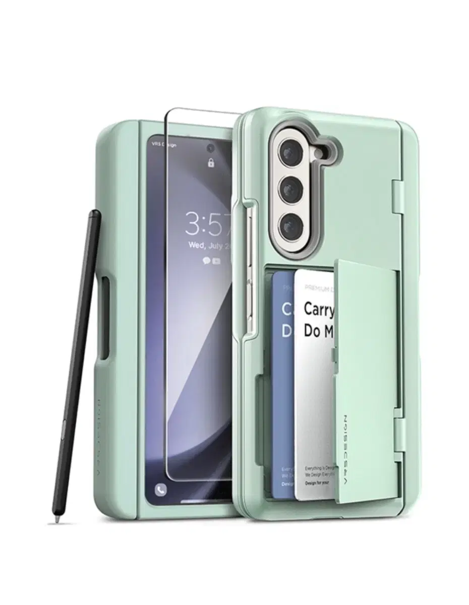 New) Galaxy Z Fold 5 Pen Cover Kard Storage Case + Film Set