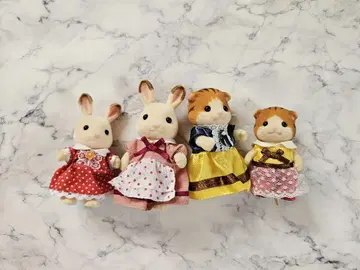 실바니안 패밀리 토끼, 고양이 인형 4종 세트