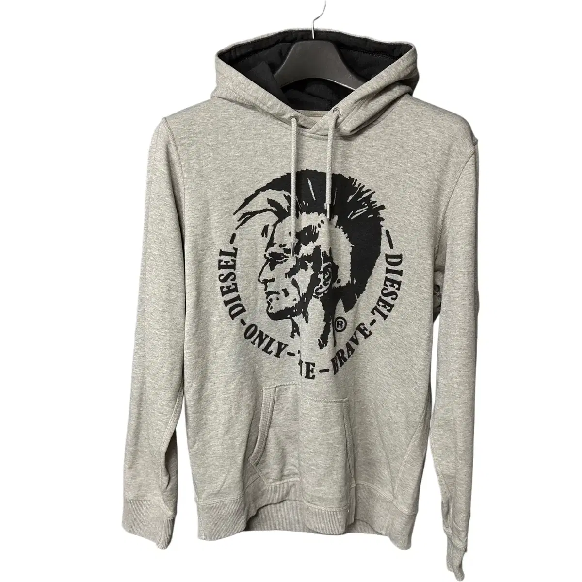 M Diesel Printed Gray Hooded T-shirt