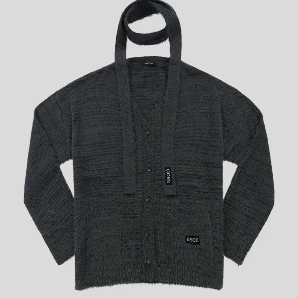 애즈온 LUCA TIE CARDIGAN / CHARCOAL