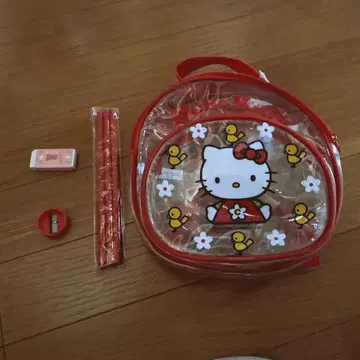 레트로 헬로키티키티 하트 클리어 백팩 비닐 백팩