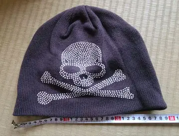 스컬 디자인 니트 모자 스팽글