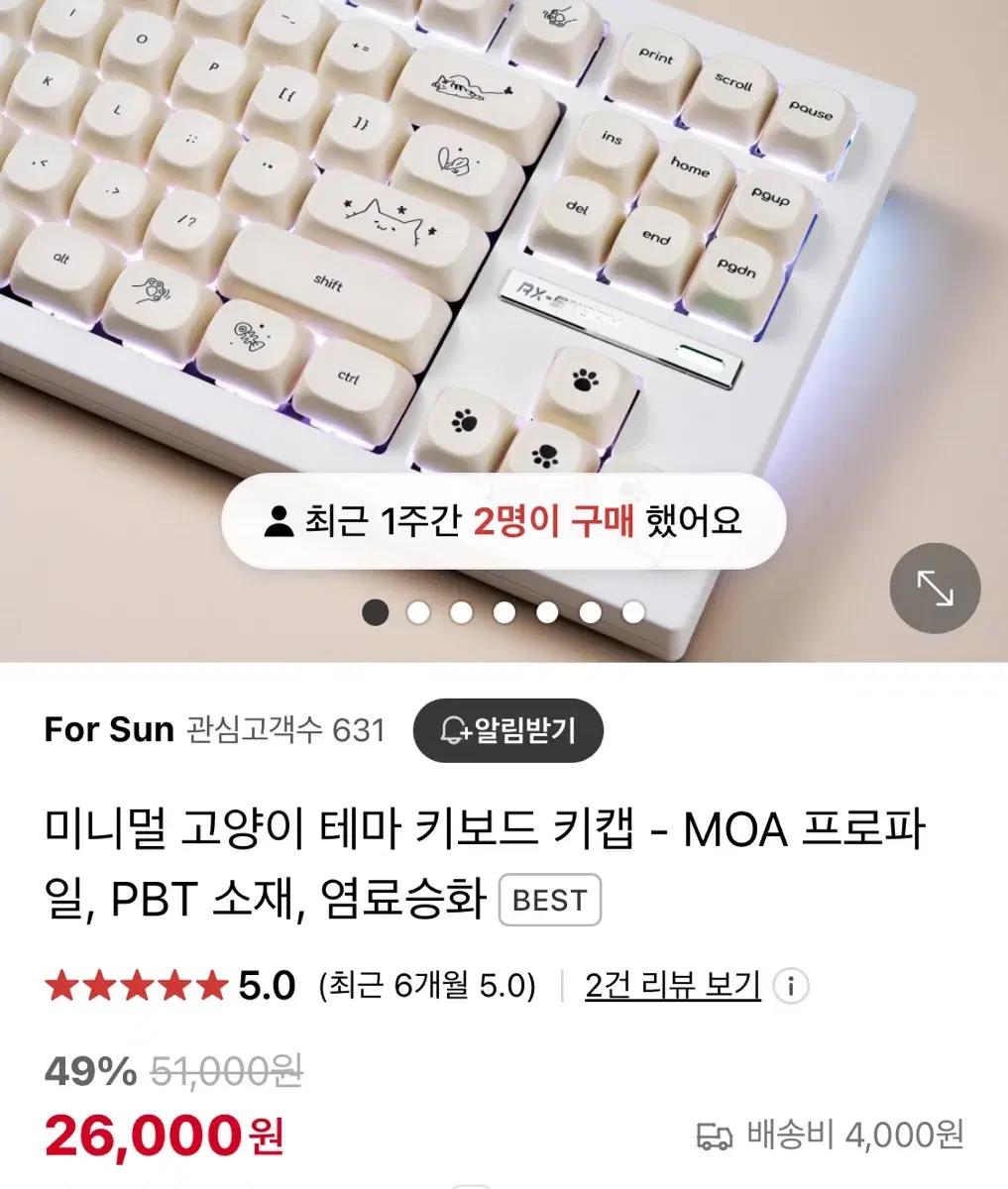 고양이 moa 키보드 키캡