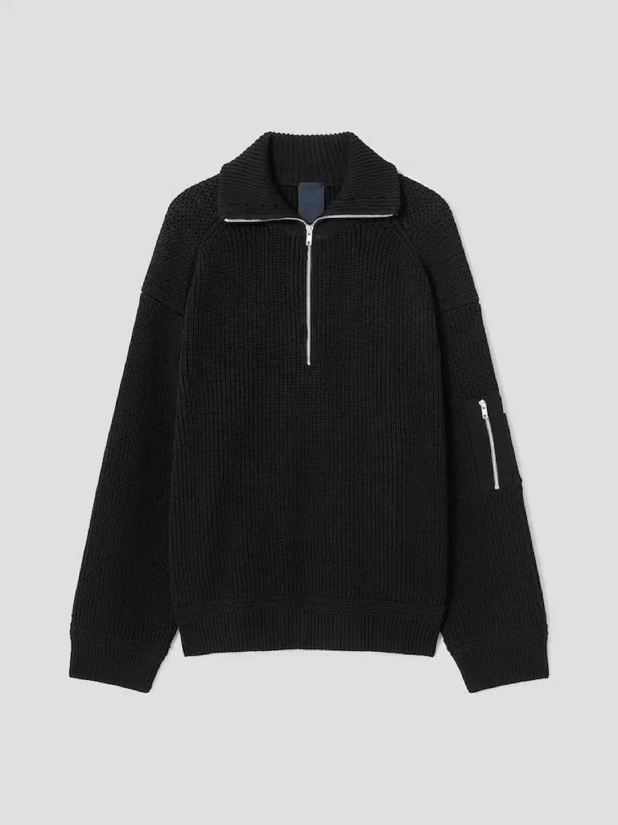 [L] Junge 25SS Ti-Collar Half Zip-Up Knit Black