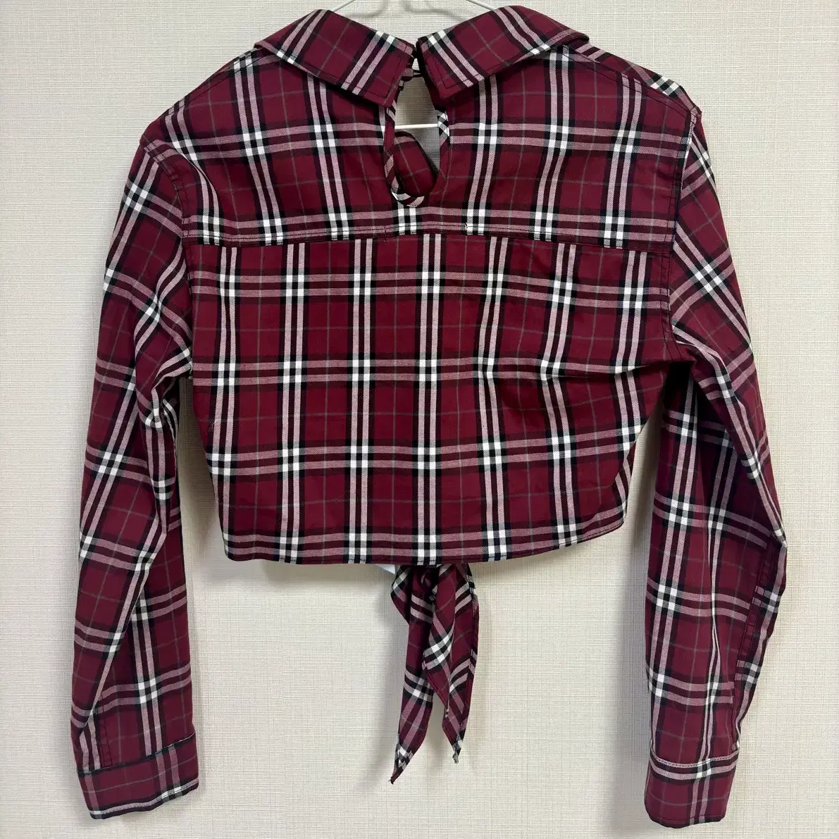 (오드원아웃)CHECK CROP SHIRT_RED