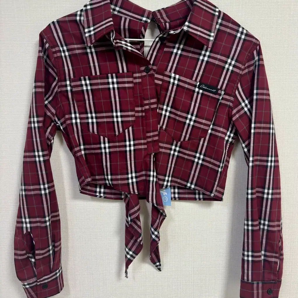 (오드원아웃)CHECK CROP SHIRT_RED