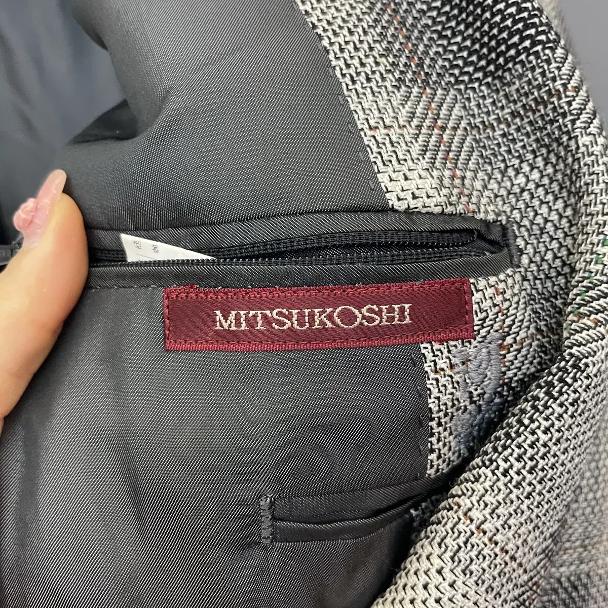 MITSUKOSHI 미츠코시 체크 블레이저 울 자켓(어깨패드)